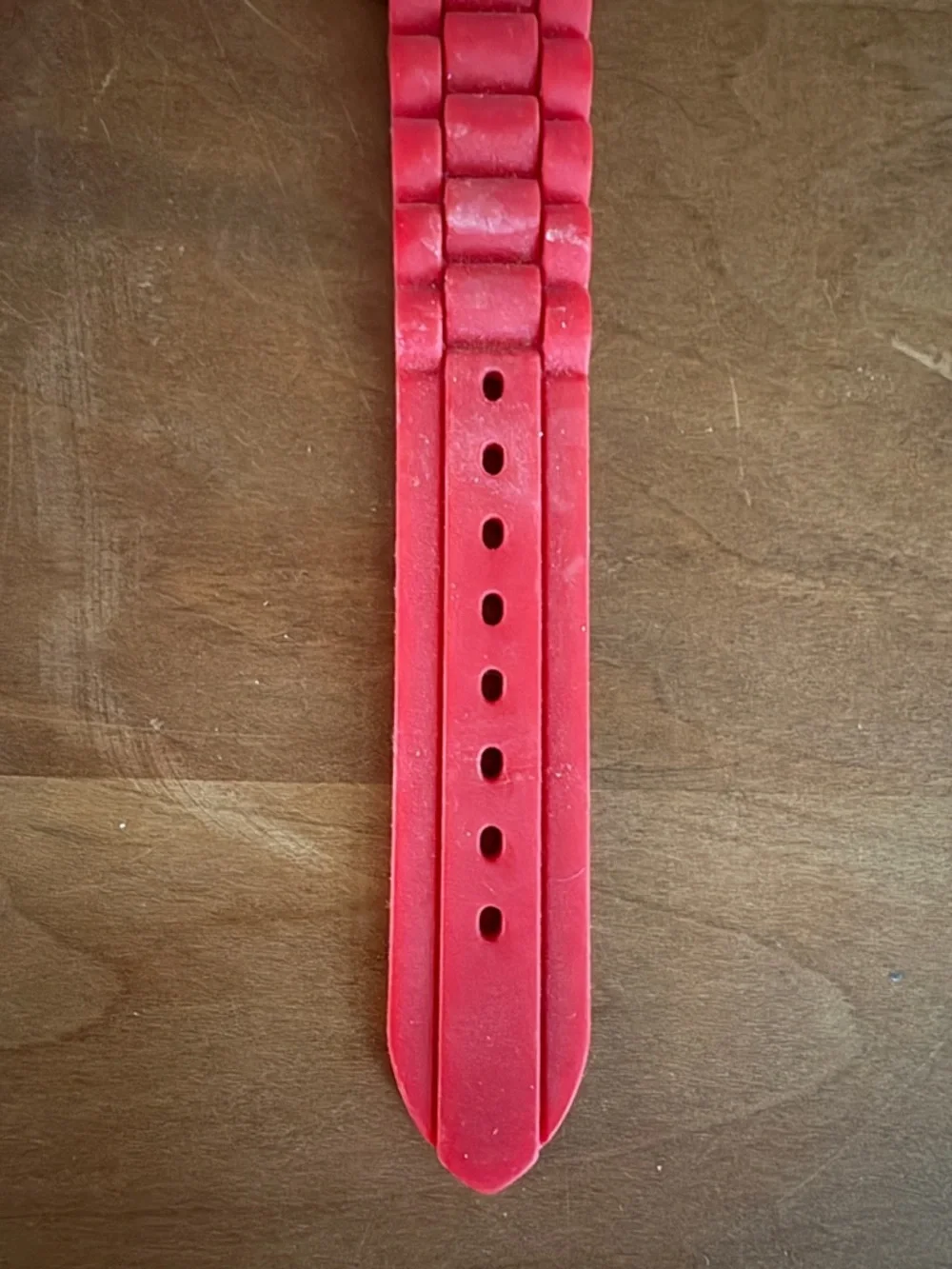 Geneva Platinum Red Dial Crystal Bezel Red Rubber Band Watch - needs Battery